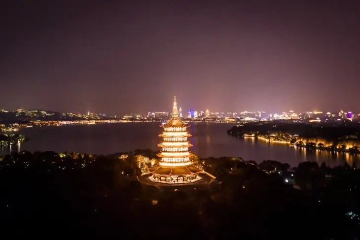 중국-항저우-랜드마크-육화탑-야경
